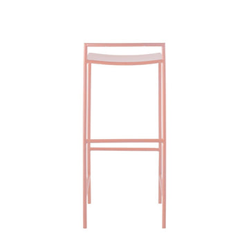 Svelte 30" Coastal Contemporary Iron Saddle-Seat Low-Back Bar Stool with Foot Rest